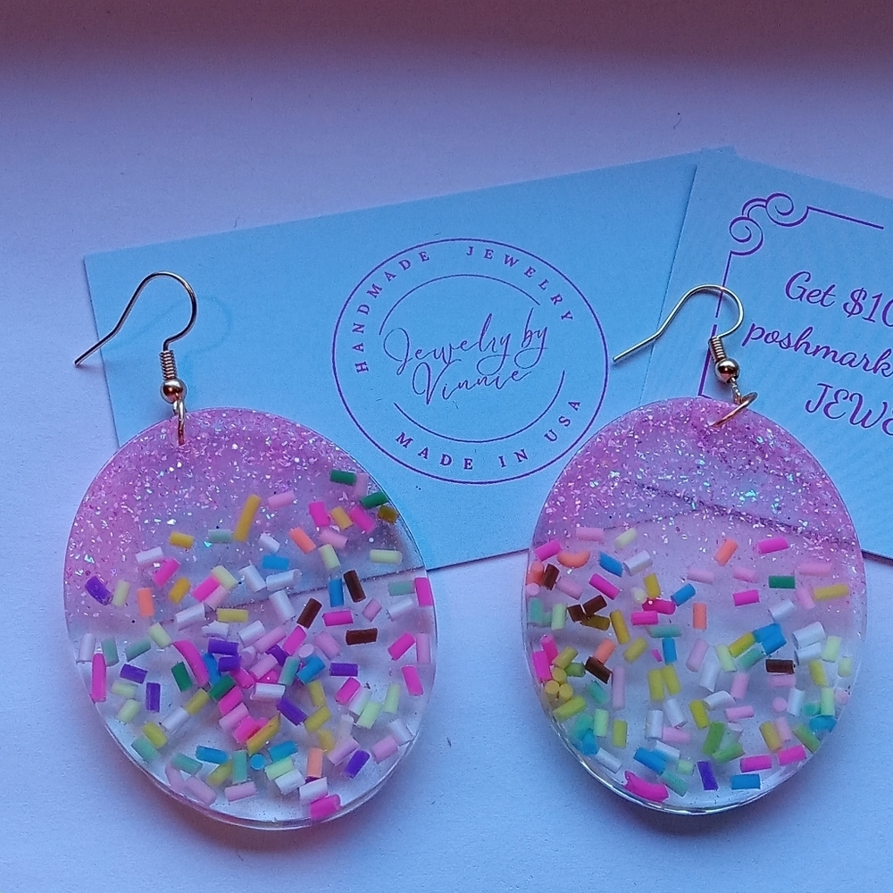 Hand Crafted Resin Earrings Cupcakes & Sprinkles Collection